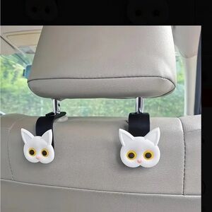 Cute Cat Car Seat Hooks - White